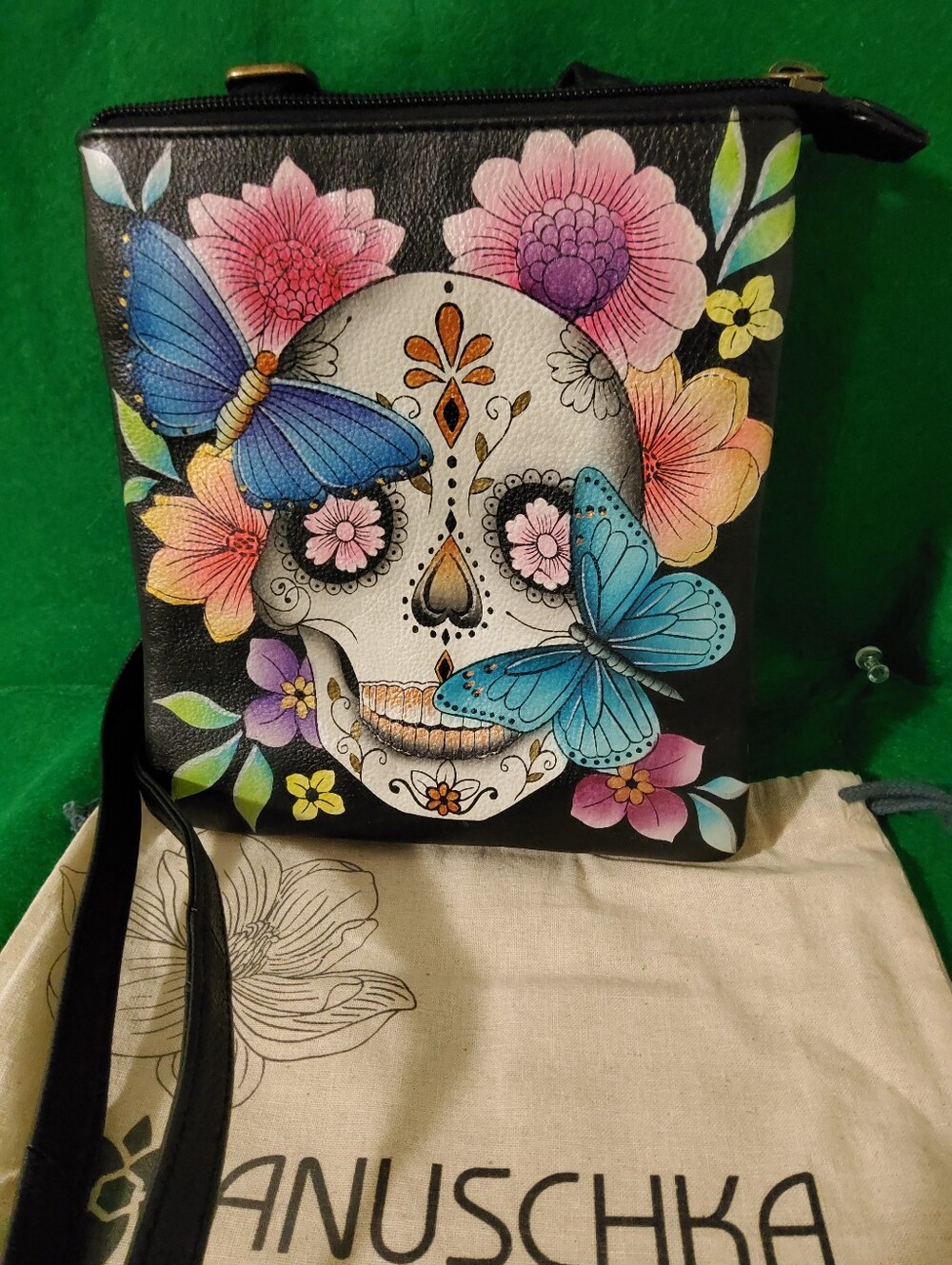 Anuschka Triple Entry Leather Crossbody, Calaveras De Azucar